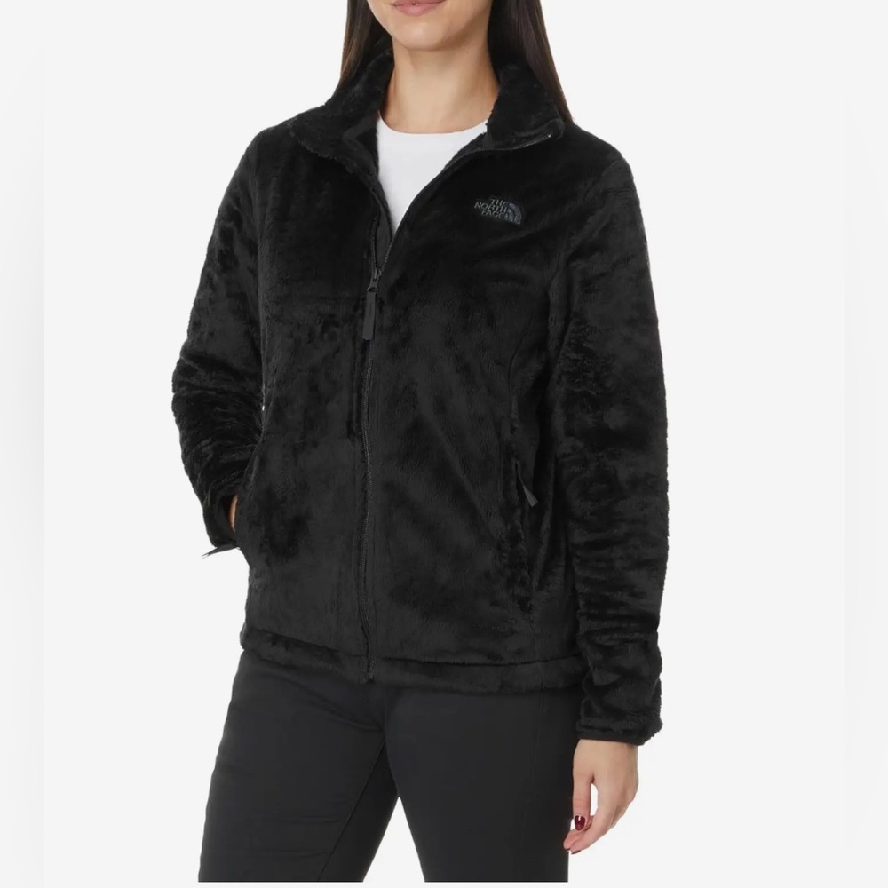 The North Face Women’s Osito Front Zip Black Soft Fuzzy Jacket Side Pockets‎ M